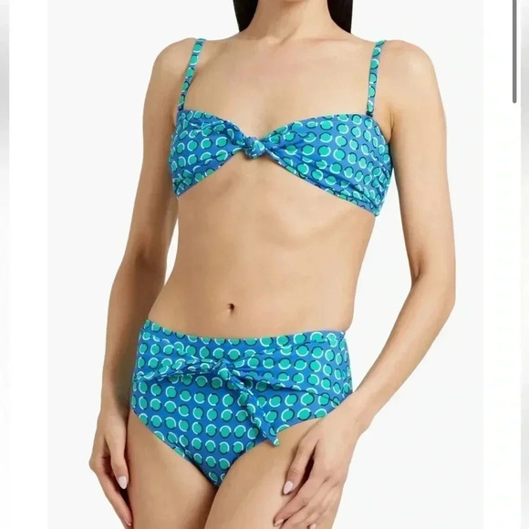 Solid & Striped The Roux Bikini Top Cobalt Blue Polka Dot - Picture 5 of 10